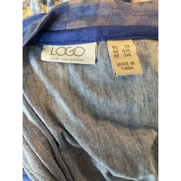 LOGO by Lori Goldstein Printed Ombre Knit Button Front Cardigan Plus Size 3X - Picture 14 of 15